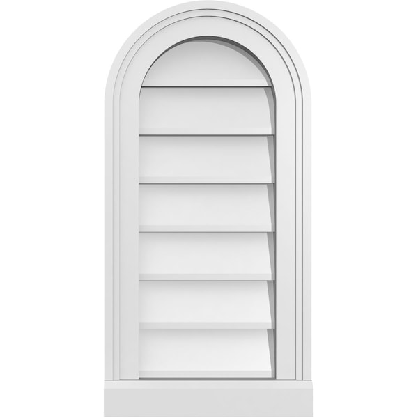 Ekena Millwork Round Top Surface Mount PVC Gable Vent w/ 2"W x 2"P Brickmould Sill Frame, 12"W x 24"H GVPRT12X2403SN - main